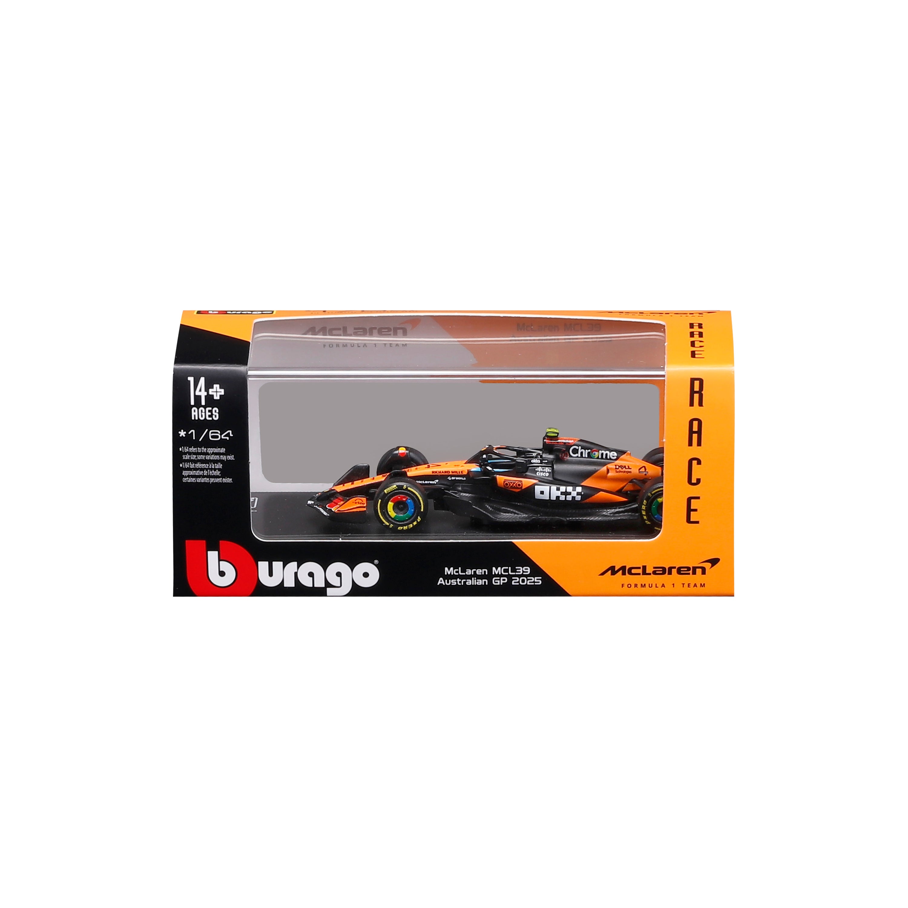 bburago-formula-1-mclaren-mcl39-4-norris-modellauto-1-64-mit-vitrine image 7