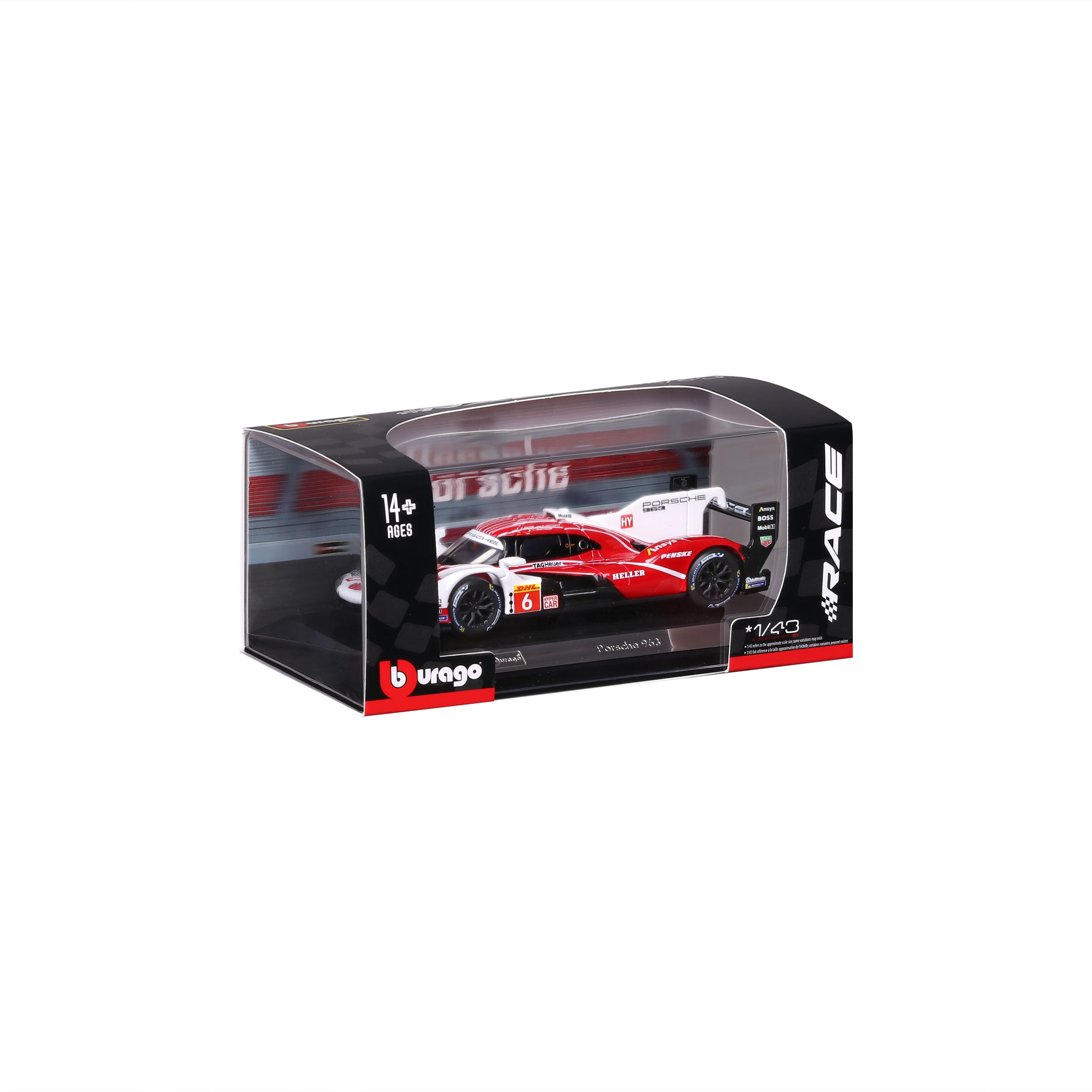 bburago-racing-porsche-963-nr-6-modellauto-1-43-wei-rot image 2