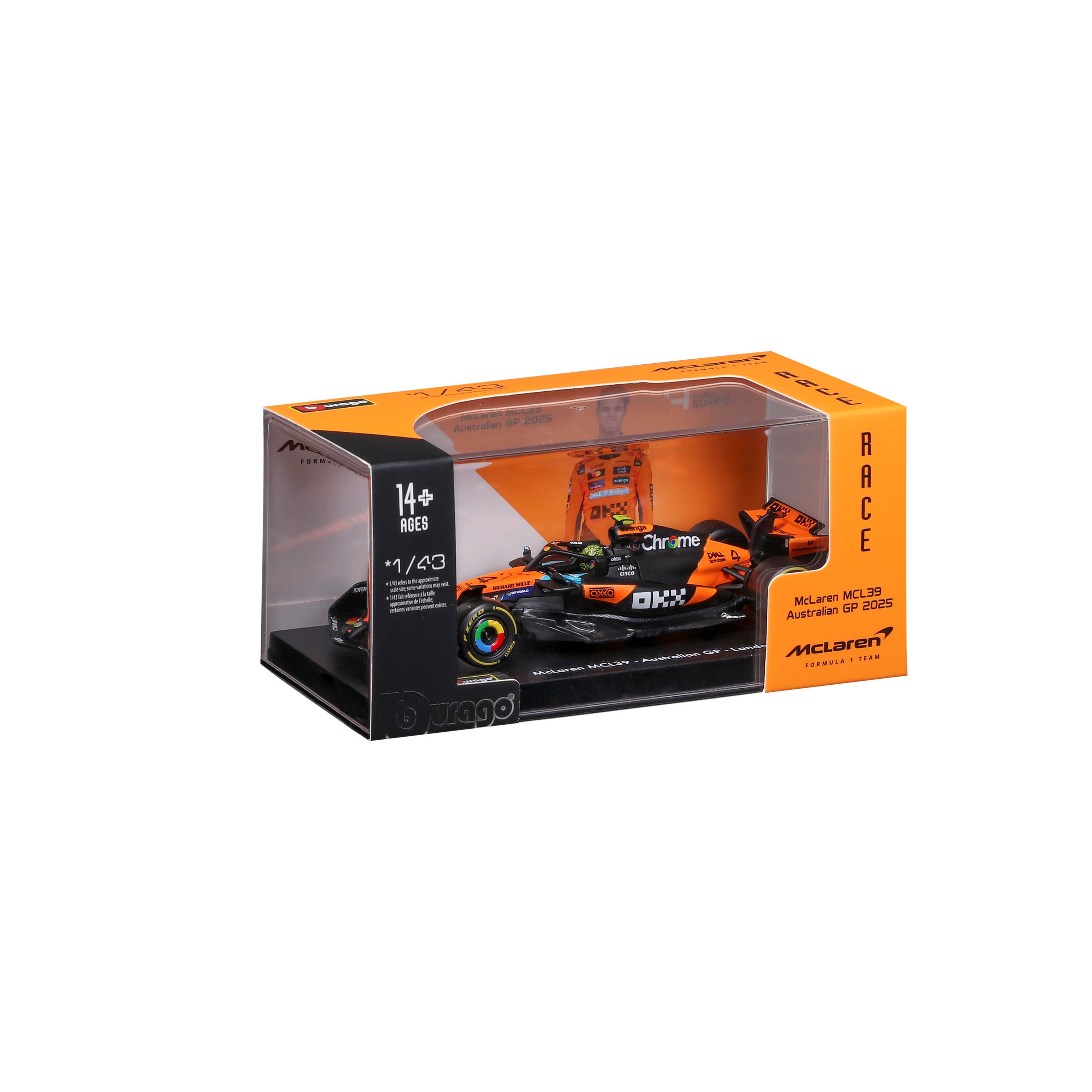 bburago-formula-1-mclaren-mcl39-modellauto-1-43-norris-vitrine image 2