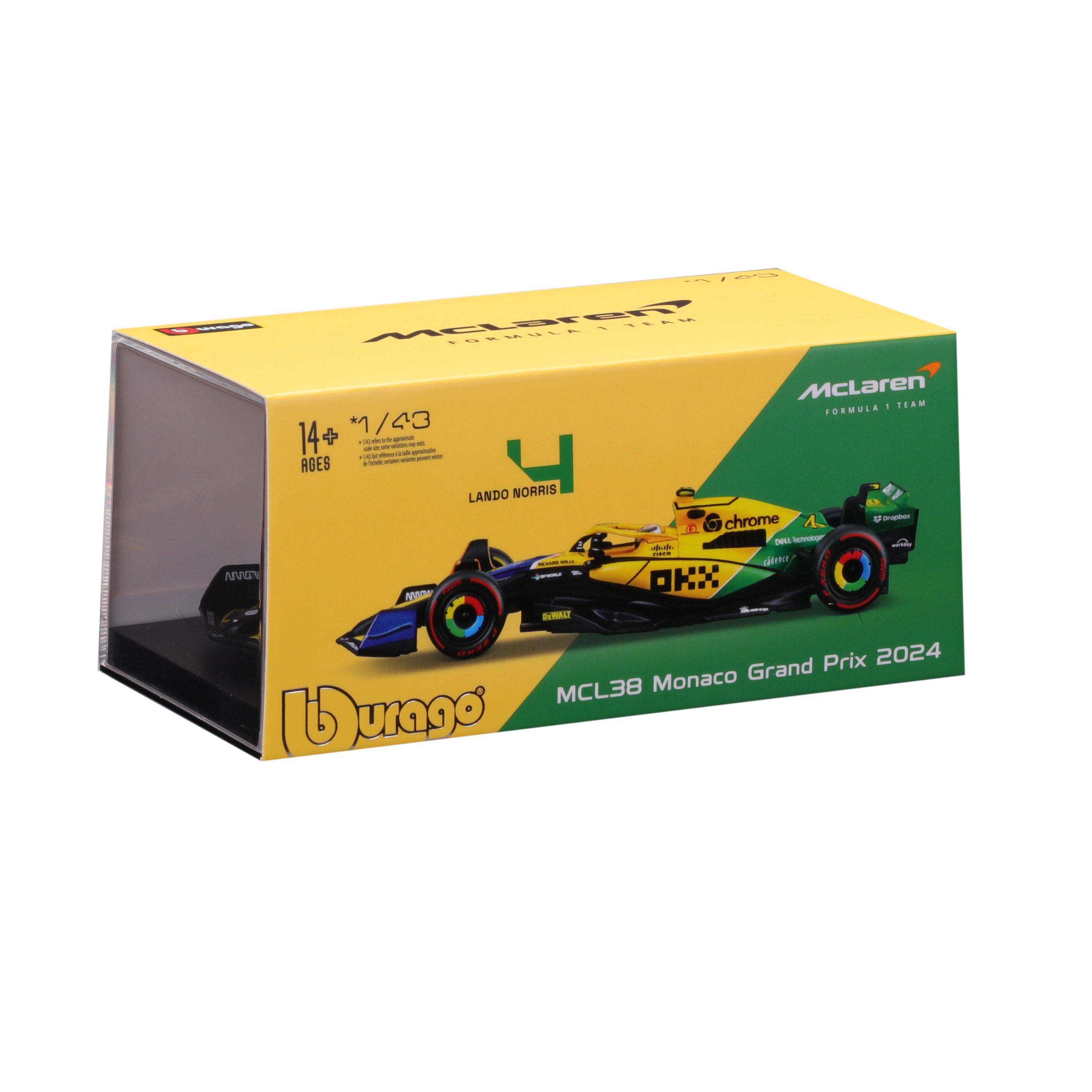 bburago-formula-1-mclaren-mcl38-norris-modellauto-1-43-monaco-senna image 2
