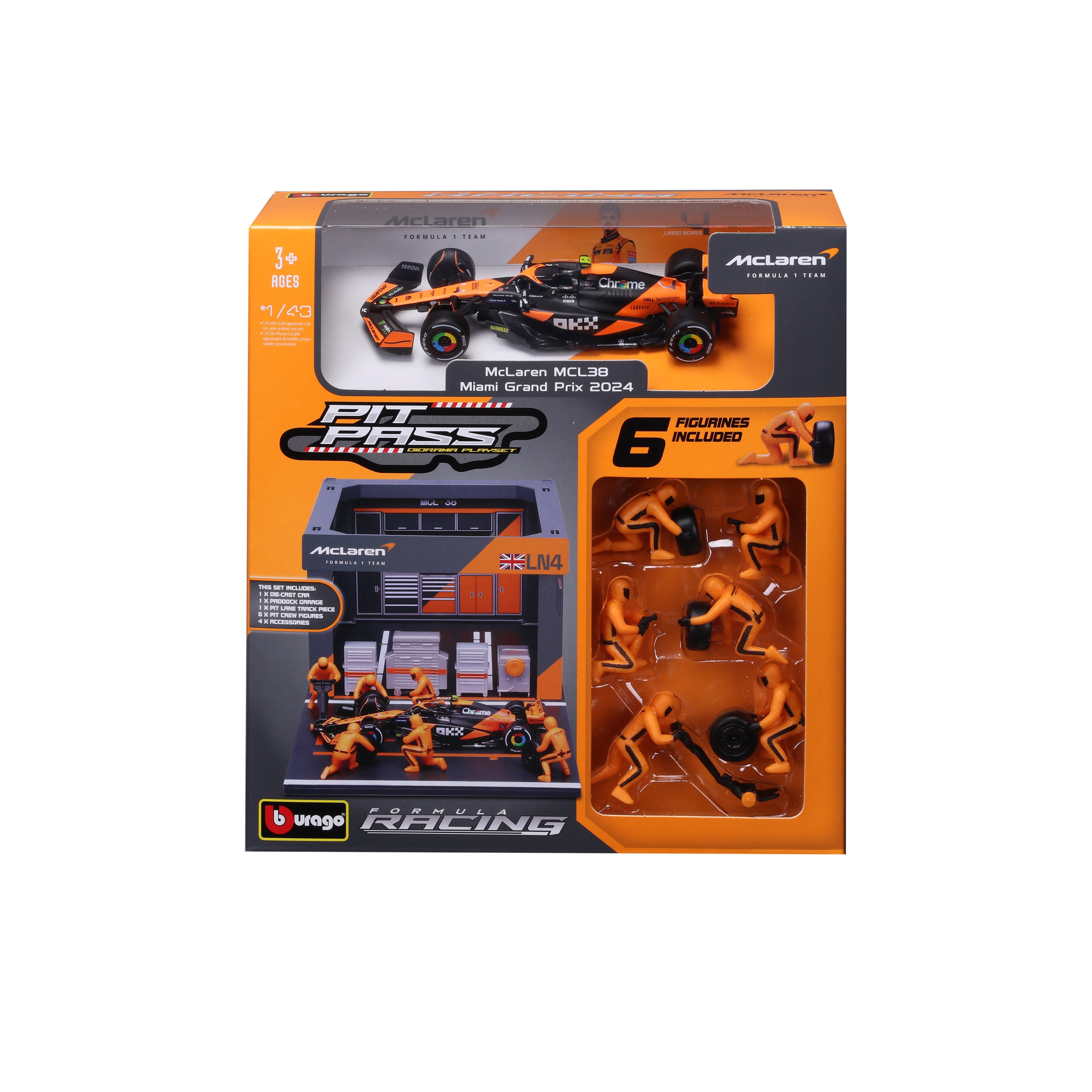 bburago-formula-1-mclaren-mcl38-pit-stop-modellauto-1-43-norris image 5