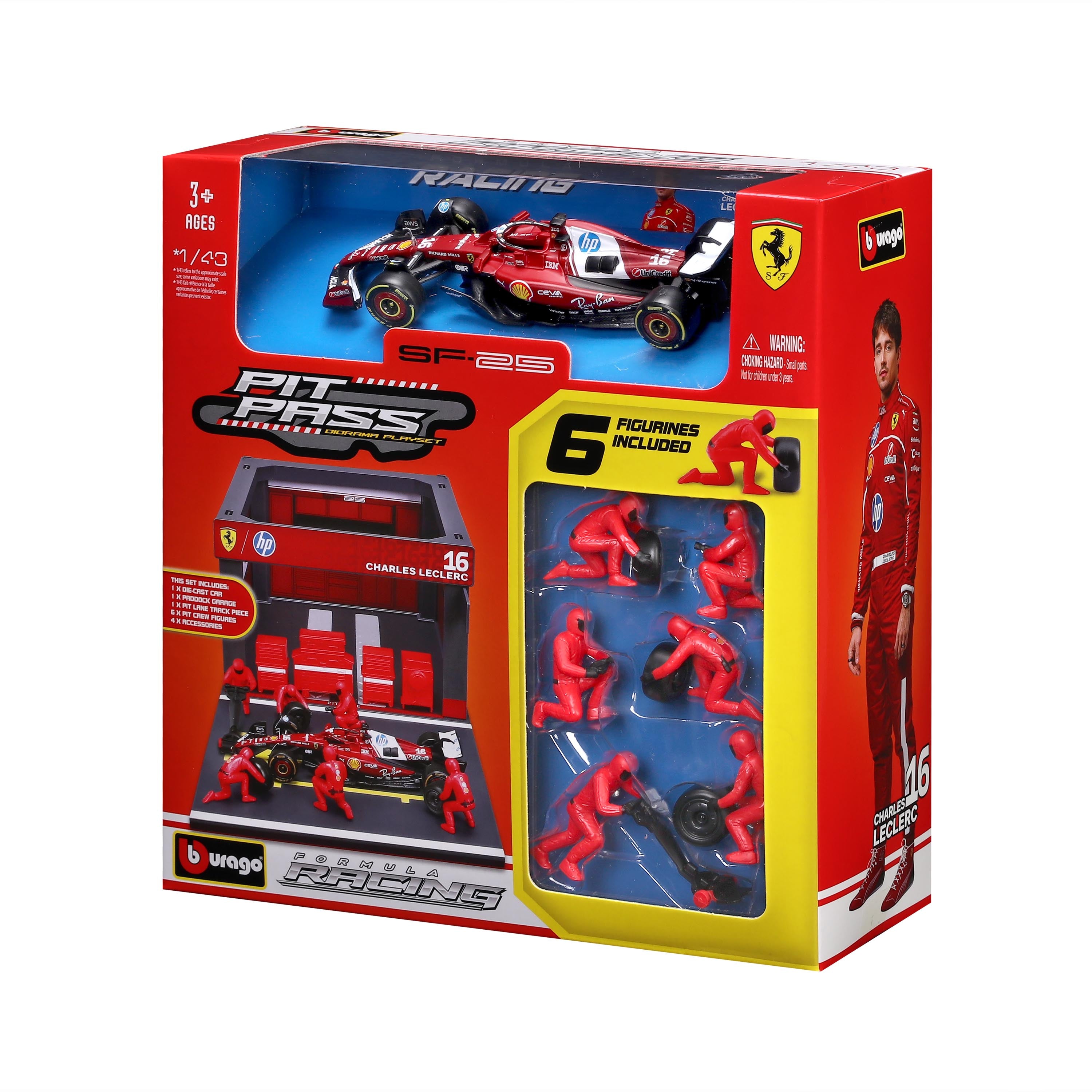 bburago-formula-1-ferrari-sf-25-leclerc-16-boxenstopp-set-1-43 image 6