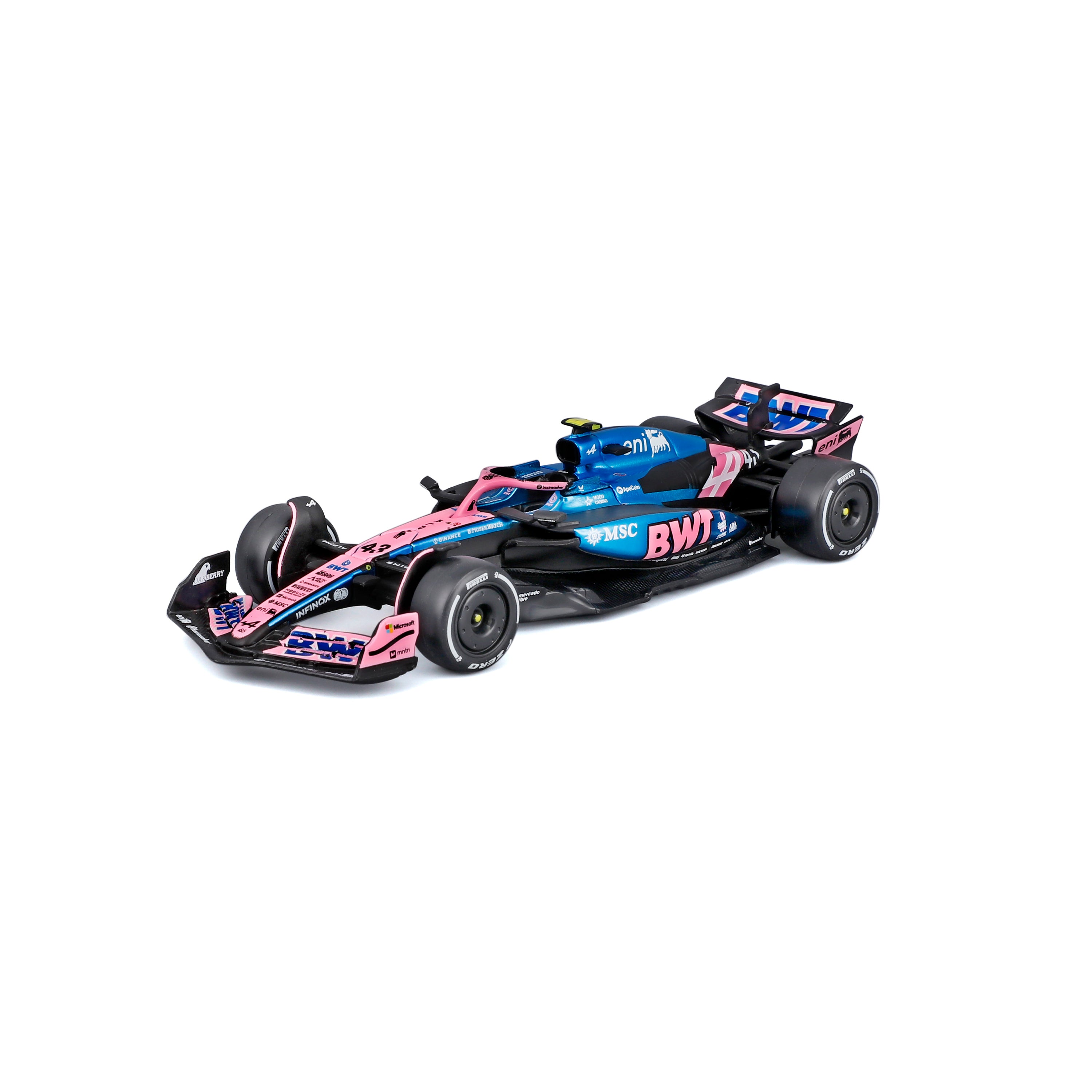 bburago-f1-alpine-a525-43-modellauto-1-43-blau-rosa-colapinto image 1
