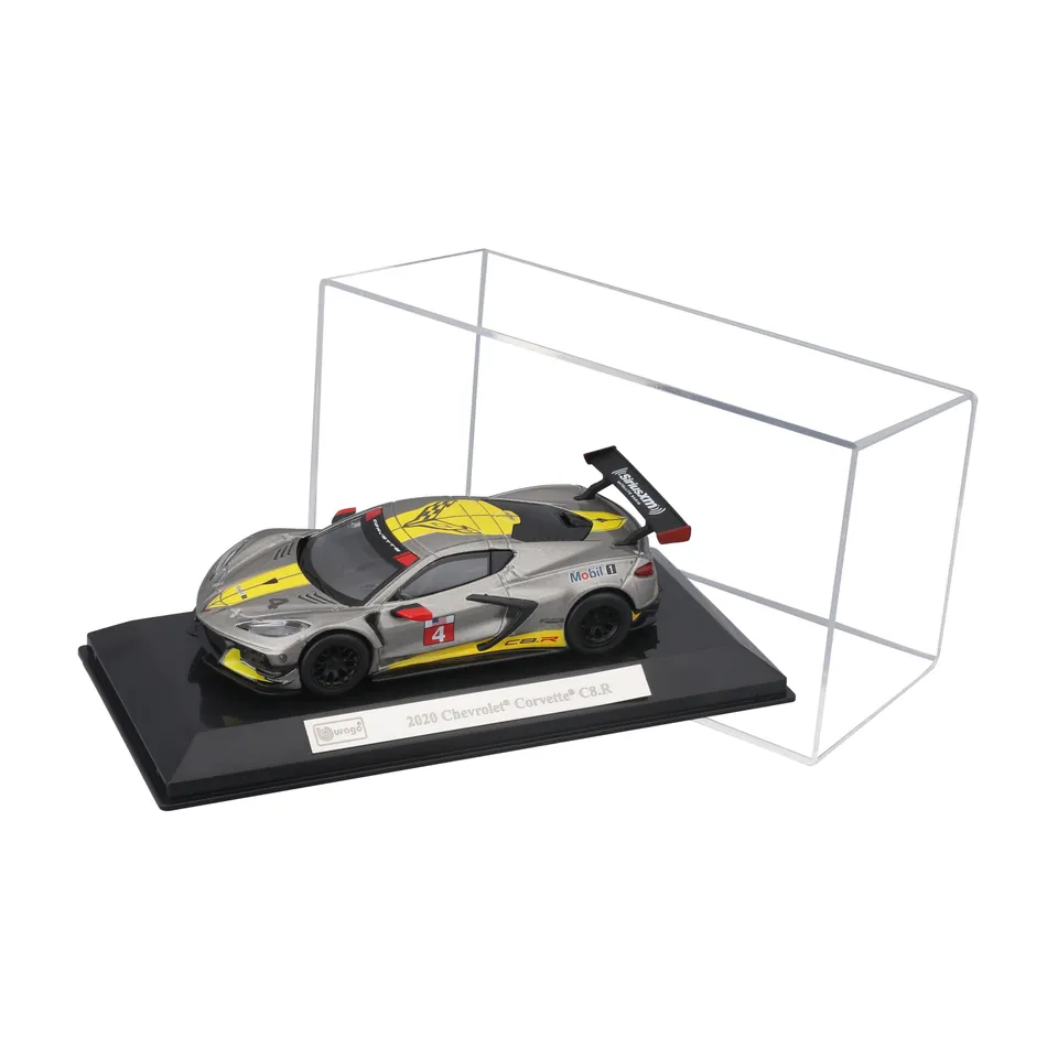 bburago-racing-corvette-c8-r-2020-modellauto-1-43-grau-mit-vitrine image 1