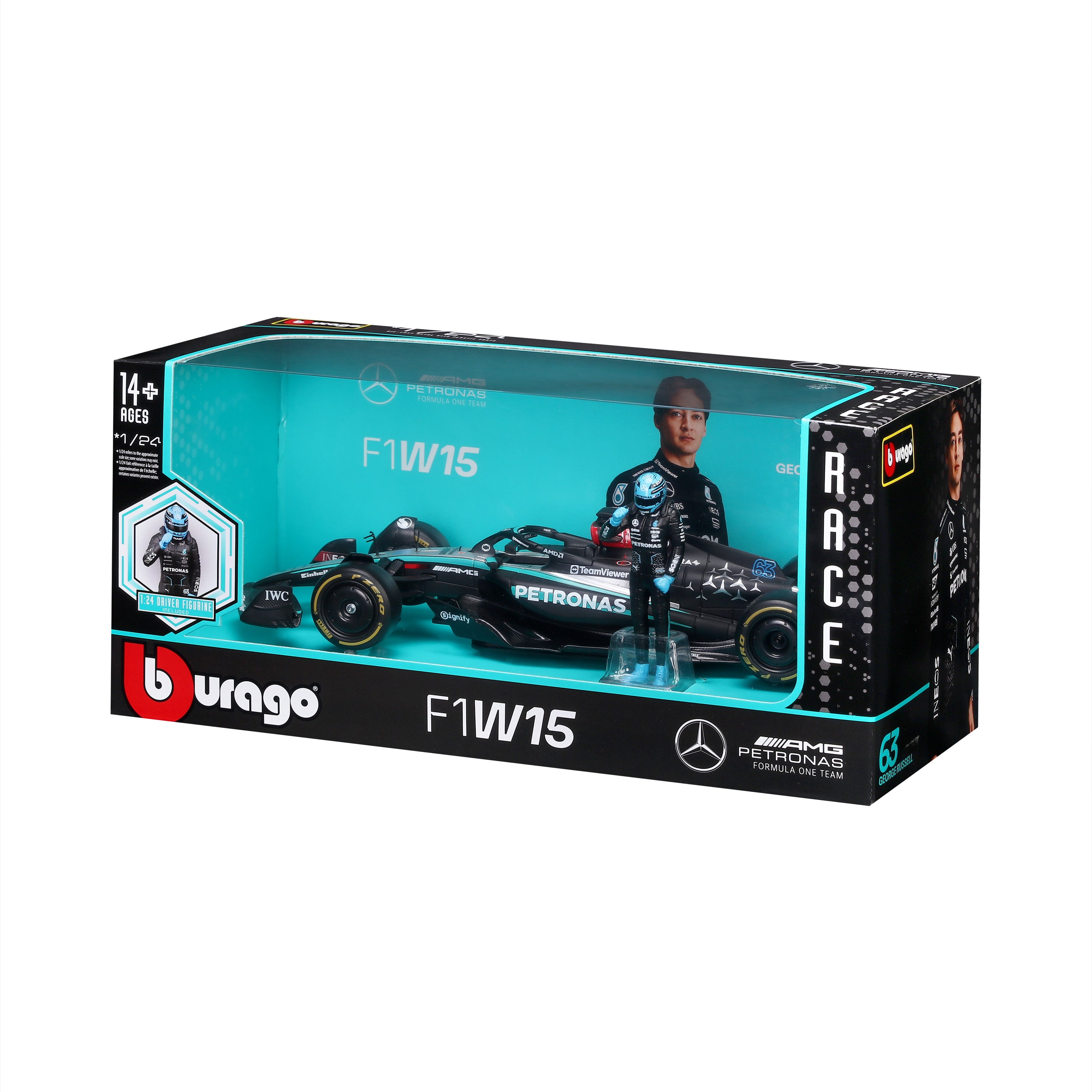 bburago-f1-mercedes-amg-w15-modellauto-1-24-russell-63 image 8