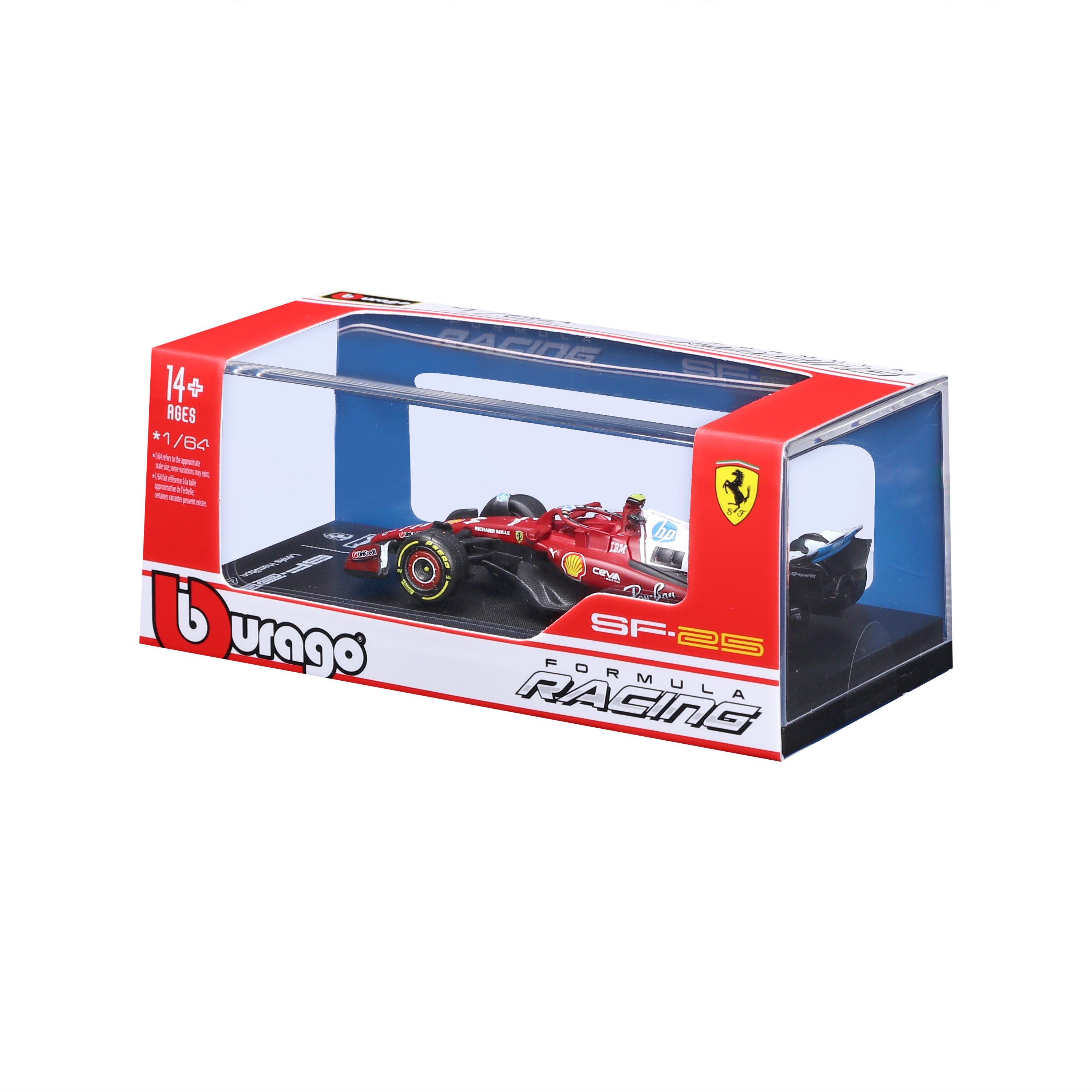 bburago-f1-ferrari-sf-25-hamilton-44-modellauto-1-64-rot-vitrine image 8