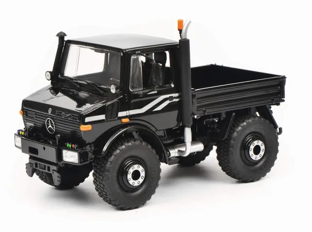 schuco-edition-mercedes-unimog-u1600-modellauto-1-32-schwarz-metall image 1